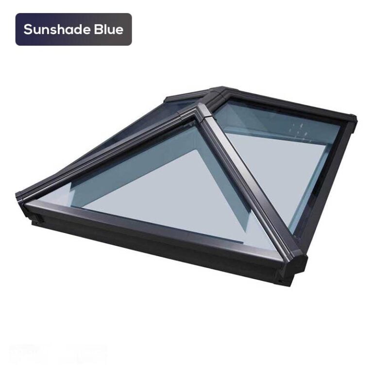 Roof lantern with sunshade blue glass